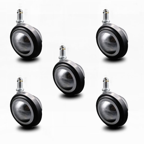 3 Inch Bright Chrome Soft Tread Ball Caster-7/16 Inch Grip Ring Stem, 4PK